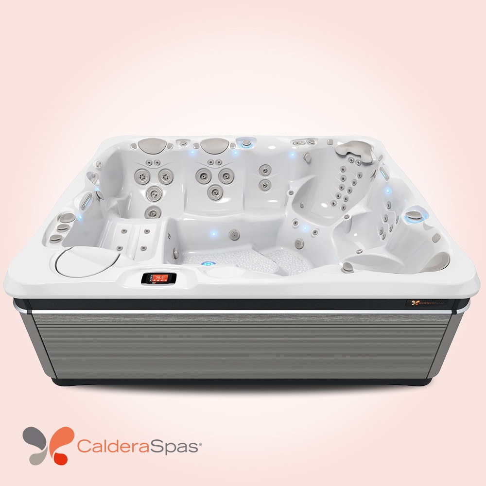 Produktbild på spabadet Cantabria från Caldera Spas med Arctic white insida och Ash utsida