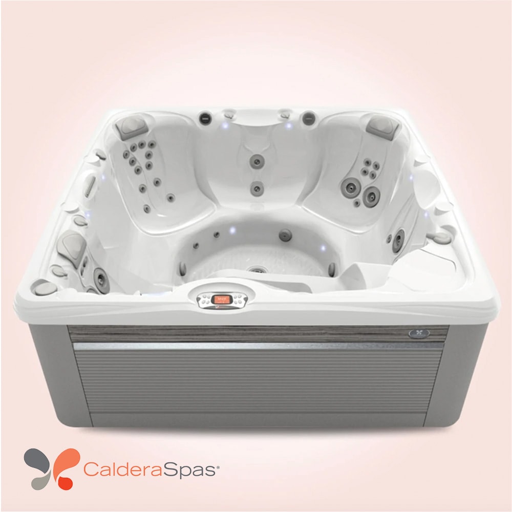 Produktbild på spabadet Makena från Caldera Spas med Arctic white insida och Ash utsida