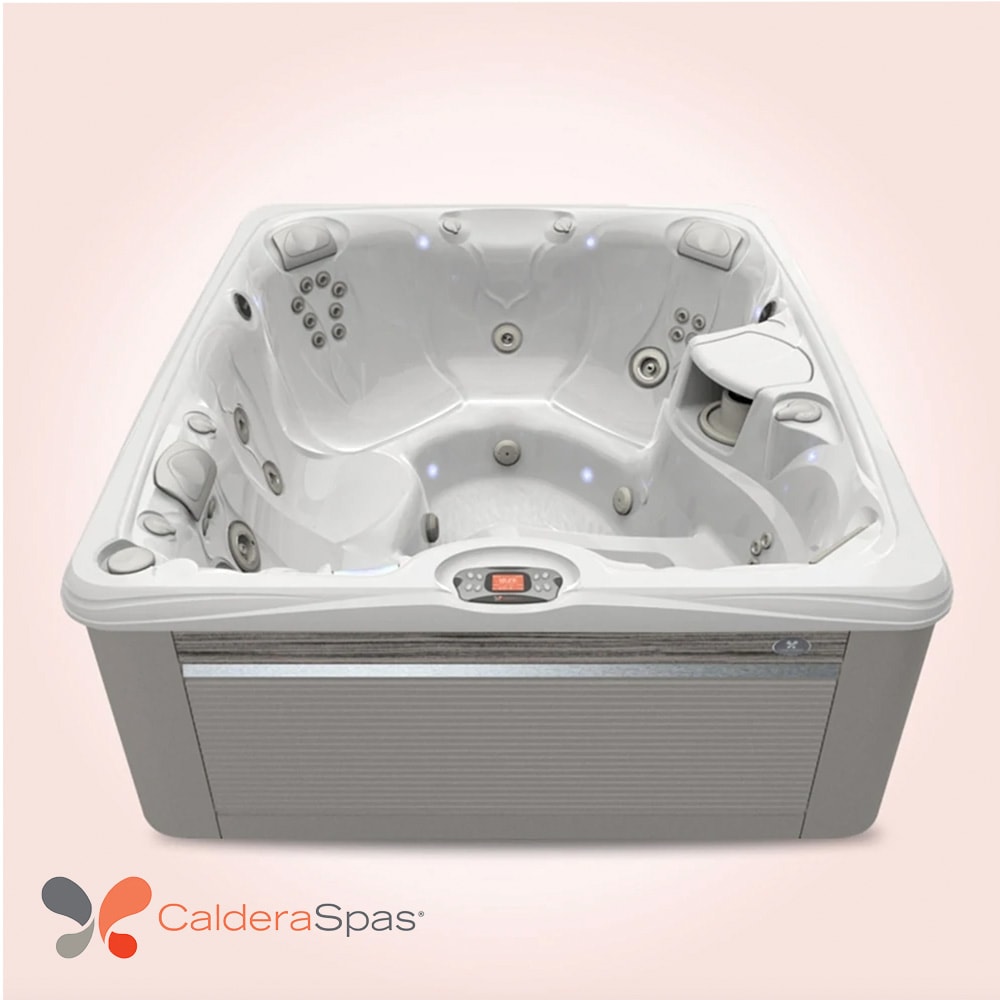Produktbild på spabadet Martinique från Caldera Spas med Arctic white insida och Ash utsida
