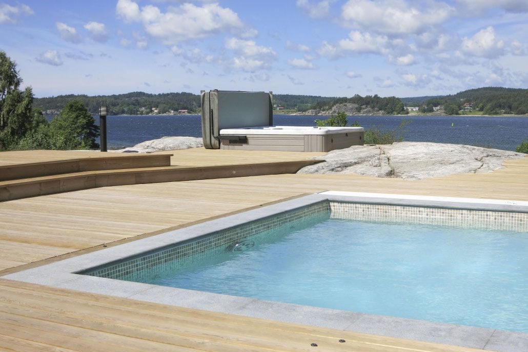 Wikipool, Poolstories, Pool och spabad i Göteborgs skärgård med havsutsikt, Pool Store